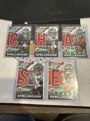 COMPLETE SET 2023 JA'MARR CHASE CINCINNATI PANINI ELITE SPELLBOUND GREEN CARD