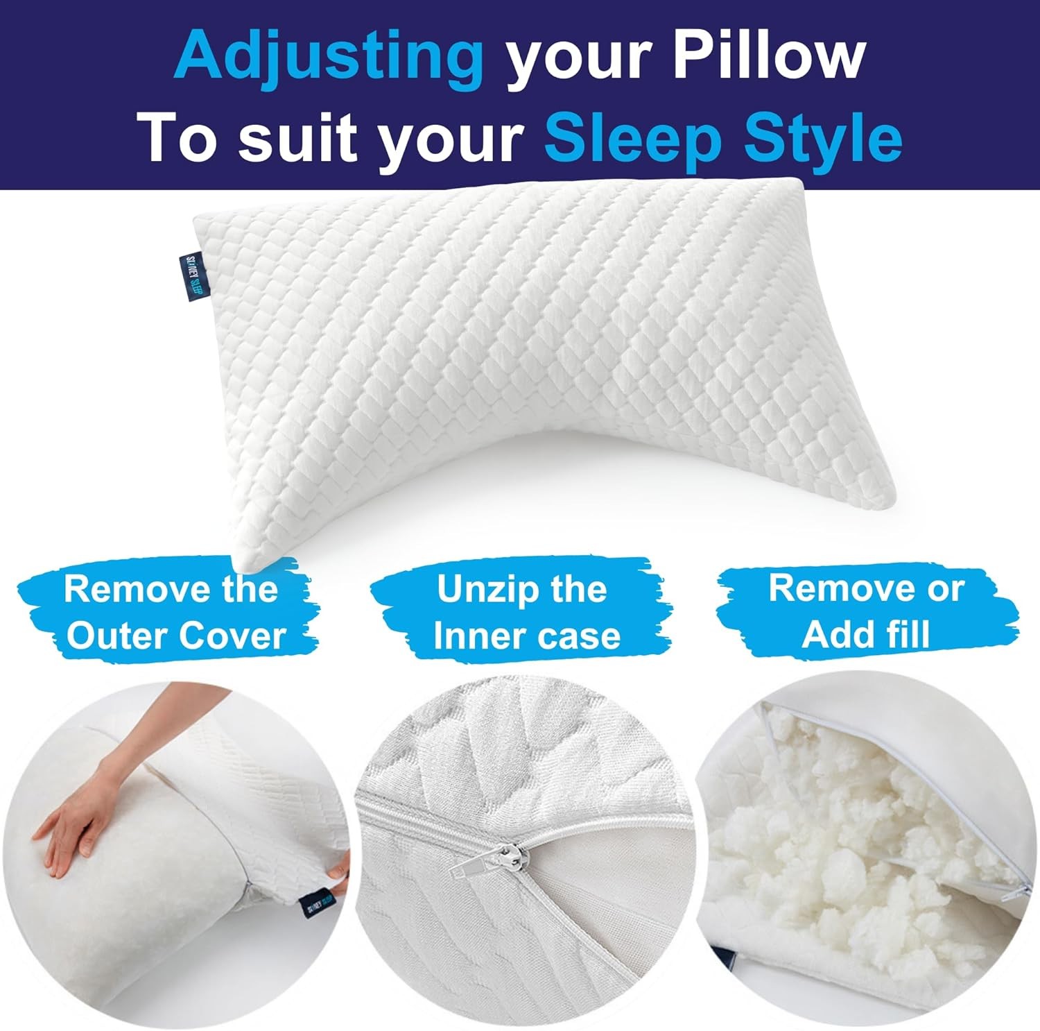 Sidney Sleep Pillow for Side and Back Sleepers - Queen (Pack of 1), White 