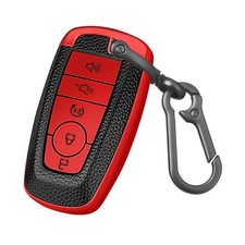 QBUC for Ford Key Fob Cover, Soft TPU Protection Case 5 Button, Red
