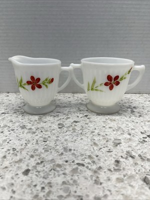 Vintage Mac Beth Evans Petal ware Monax Florette Lot Sugar Bowl & Creamer