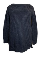 Joe Fresh Dress Mini Dress Black Metallic Knit Sweater Round Neck Long Sleeve S