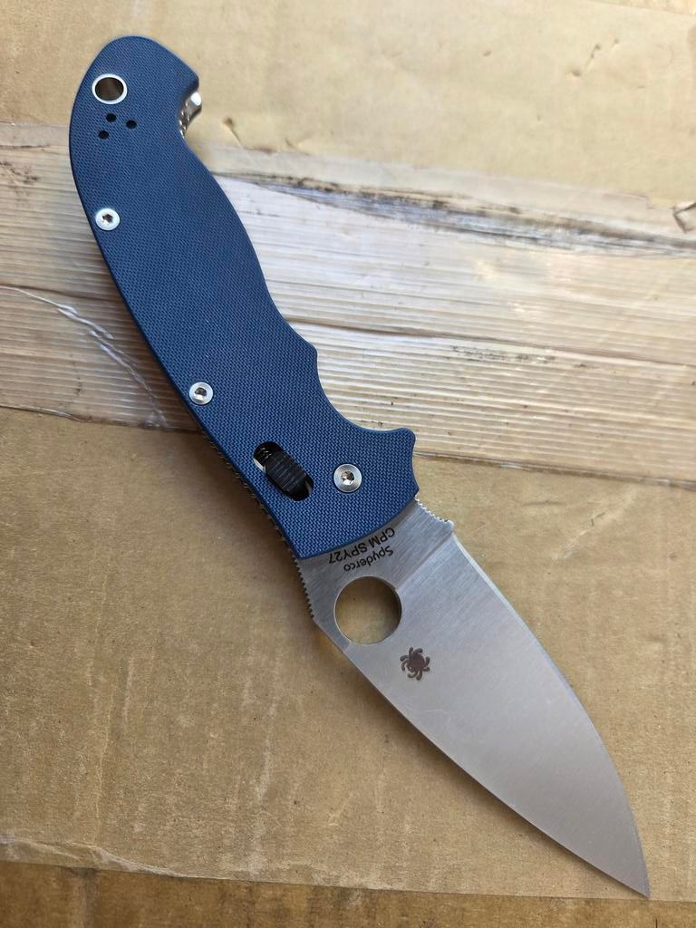 BLEMISHED-Spyderco Manix 2 XL Knife C95GPCBL2 Satin SPY27 Blade Cobalt Blue G-10