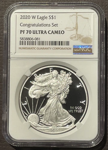 2020-W $1 SILVER AMERICAN EAGLE NGC PF70 Congratulations Set : 07462