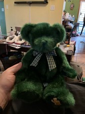 Russ Berrie Dublin Green Teddy Bear Plush St. Patrick's Day Gold Clover 12"