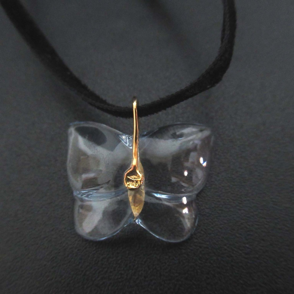 Baccarat クリスタルネックレス Papillon Baccarat Crystal Butterfly Choker Necklace in 750 K18 Light Blue