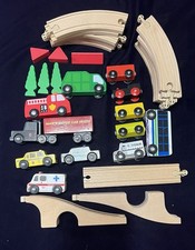 IKEA LILLABO Wooden Train Track Lot 30 Pieces Cars Vehicles Bus Bridge