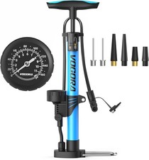 Bike Pump with Pressure Gauge, Bicycle Pump with Presta & Schrader Valves Bike