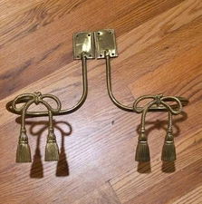 Solid Brass Curtain Tiebacks -Ribbon Bows- Set of 2 Made in India