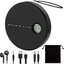 Portable Bluetooth CD Player Compact Disc Player With Built-In Speakers Black
