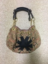 Borsa hobo a tracolla tessuto ETRO arazzo paisley bohemien catena oro nero lusso