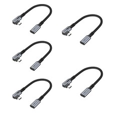 Short USB C Extension Cable 1FT 5-Pack, USBC Extender Right Angle Cord 100W/1...