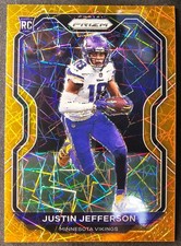 2020 Panini Prizm Justin Jefferson #398 Orange Lazer Prizm Rookie RC Vikings 