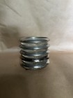 Leonard 5pc Round Coaster Set Silver-Tone Rim Clear Glass Starburst Stack — photo 8