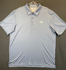 Adidas mens golf polo size xl blue w adidas logo pattern excellent condition