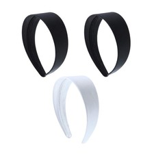 2 Inch Wide Satin Hard Headband with No 1 Count Pack of 3 , 2 Black 1 White
