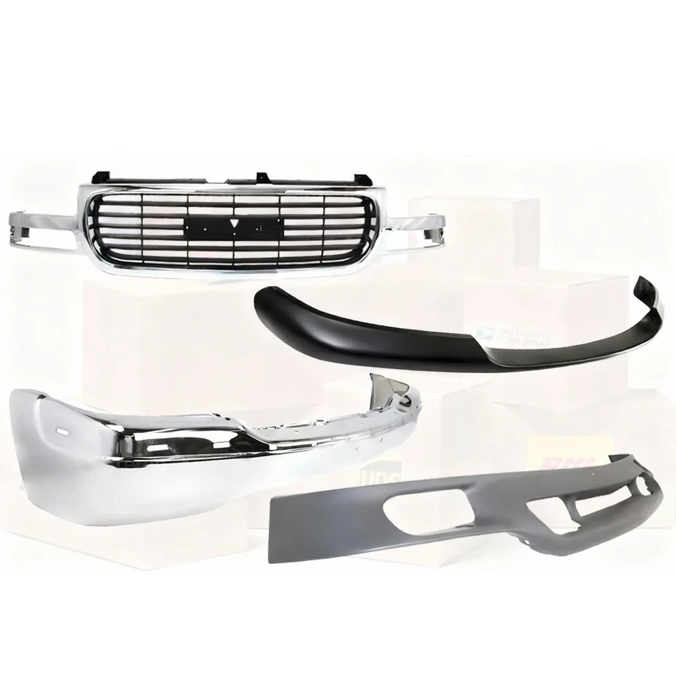 Front Bumper Chrome & Grille Assembly Kit For 1999-02 GMC Sierra / 2000-06 Yukon - Image 2 of 4