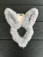 Faux Fur Bunny Ears Headband Gray Costume Cosplay