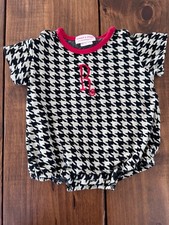 black white houndstooth print red trim infant...