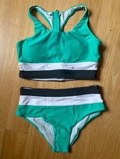 NEW Colorblock Blue Green Tankini Bikini Swim Bathing Top Size Med Two-piece