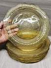 7 Patrician Spoke Federal Glass Amber Yellow Depression 11" Dinner Plate Vintage