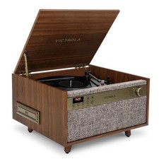 Victrola Century 6-in-1 Bluetooth Record Player CD Cassette Walnut VTA-820