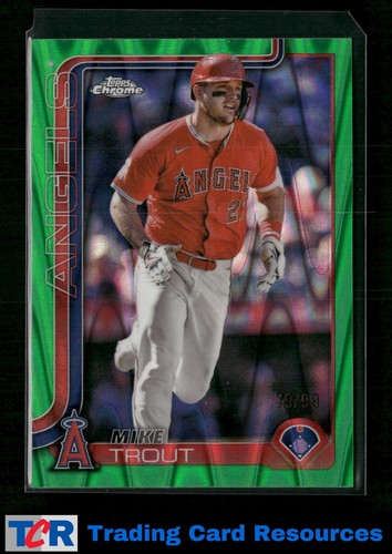 2025 Topps Chrome #100 Mike Trout Green RayWave Refractors #/99