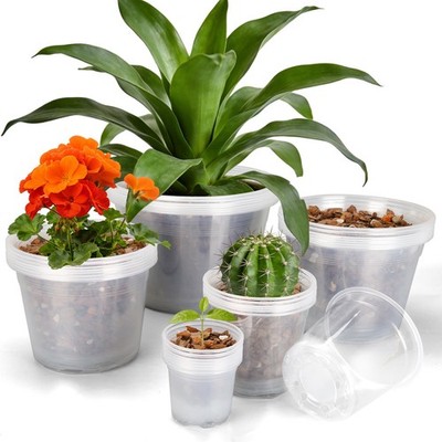 35 Pack 4/6/8/10/12 Inch Clear Nursery Pots with Drainage Hole, Clear Large P