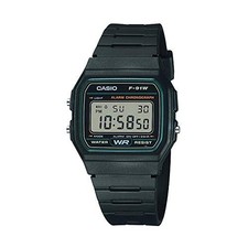 CASIO F-91W-3 Digital Watch Black Green Resin Strap Alarm Quartz Unisex New
