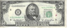 Series 1950 H $50 Fifty Dollar Note H0128462 A - St. Louis