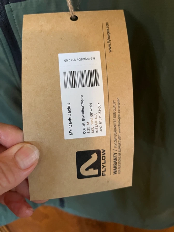 Flylow Davis NWT Men's Jacket Black/Boa/Copper Medium NEW RET. $140 - Image 2 of 4