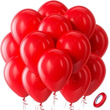 Red Balloons Latex Party Balloons - 100 Pack 12 inch Round Helium Red Balloon...