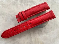 18mm/16mm Red Ostrich Leather Padded Watch Strap Band