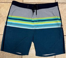 Men s Hurley Phantom Striped Board Shorts w/ Drawstring Waist Size 36 Teal Blue