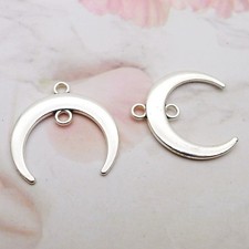 20PCS Silver Tone Alloy Crescent Moon Charm Pendant Connector JHS348