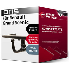 Für Grand Scenic III Typ JZ (Oris) Anhängerkupplung abnehmbar + E-Satz 13pol Set