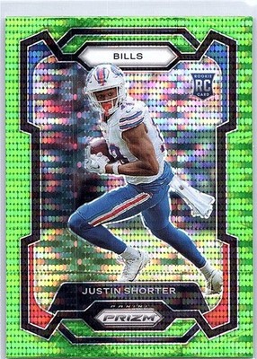 2023 Panini Prizm - Rookies Justin Shorter #310 Neon Green Pulsar Prizm (RC)