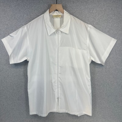 Vintage G. Rodriguez Mens Size Small White 100% Polyester Full Zip Collared 