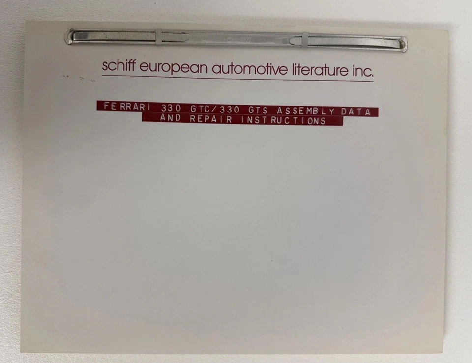 Ferrari 330 GTC GTS Datos de montaje e instrucciones de reparación Manual de carpeta Foto 2 de 4