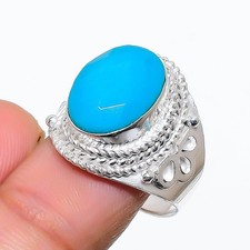 Blue Turquoise Gemstone Handmade 925 Sterling Silver All Size Ring For Gift