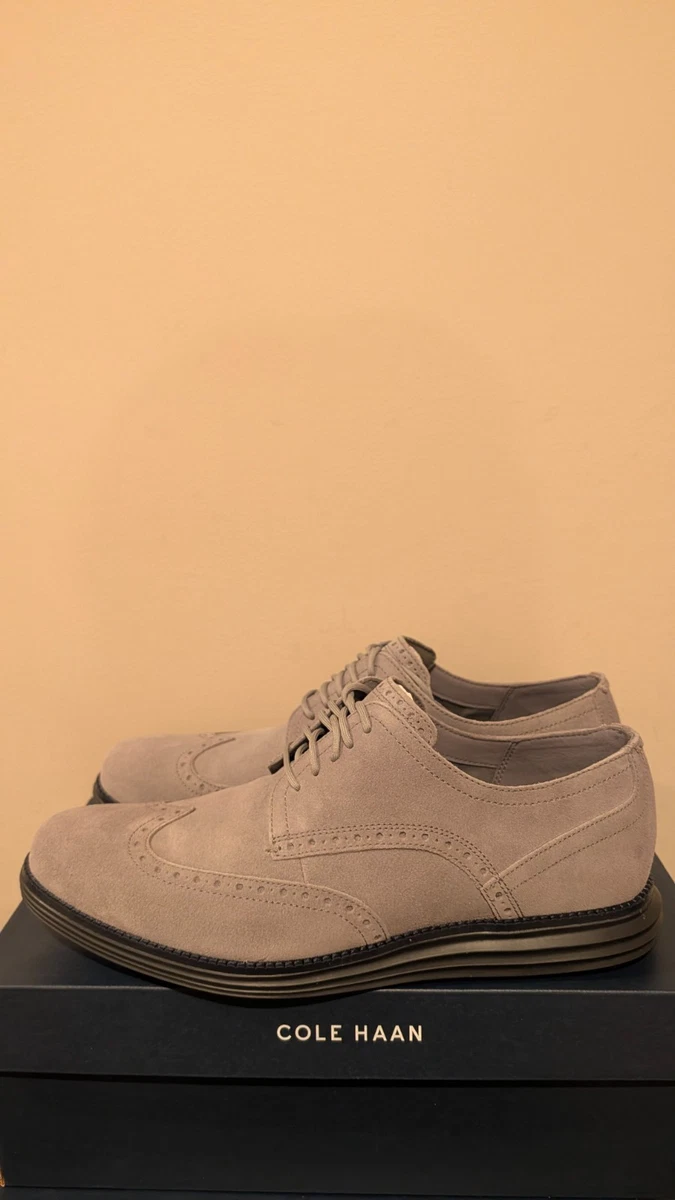 COLE HAAN 2012 Lunargrand Wing Tip Oxfords/Navy suede/Topaz 10.5M Cole Haan Gray Wingtip Dress Shoes for Men for sale | eBay main image 4