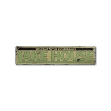 Welcome Family Lake House, Custom - Rustic Distressed Wood Sign