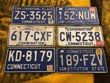 6 (SIX) Connecticut License Plate Tags All Expired