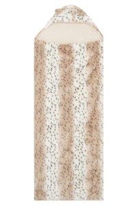 Vtg Pottery Barn Teen Snow Cat Hooded Faux Fur Sleeping Bag Retired - Tan/Gray