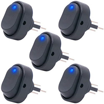 High Quality New OFF/ON Rocker Switch 30A Set of 5 ASW-20D Car Blue Boat