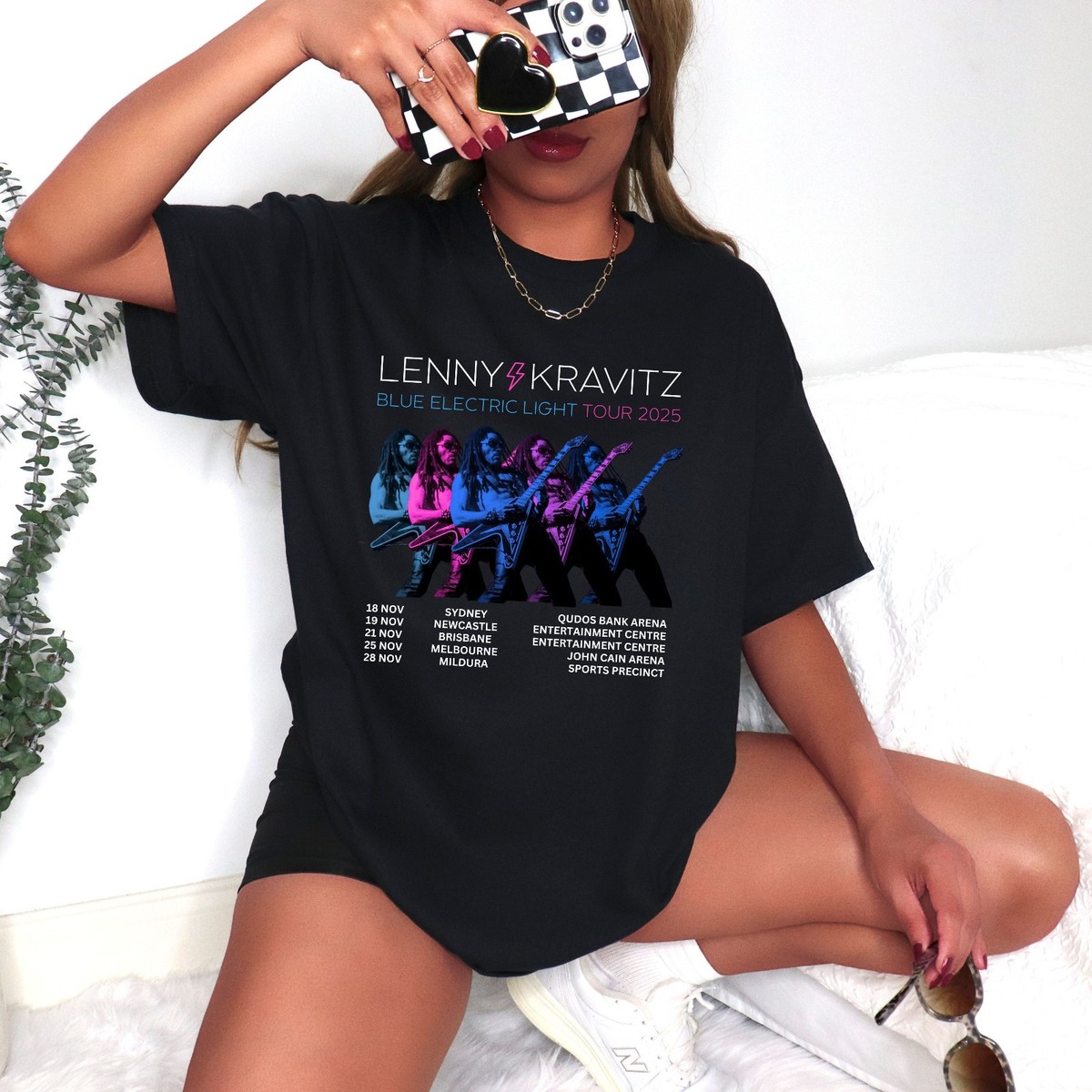 Lenny Kravitz concert Tshirt, Blue Electric Light Australia Tour T