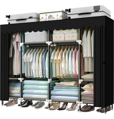 Large 79 Inch Wardrobe Closet - Sturdy Steel Tube - Quick and Easy Assembly