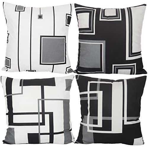 Set 4 Federe Aoihrraan 55x55 Nero Bianco | Aesthetic Home Decor