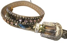 Angel Ranch Womens Pink Crystal Camo Belt Medium Crystal Studs Cowgirl