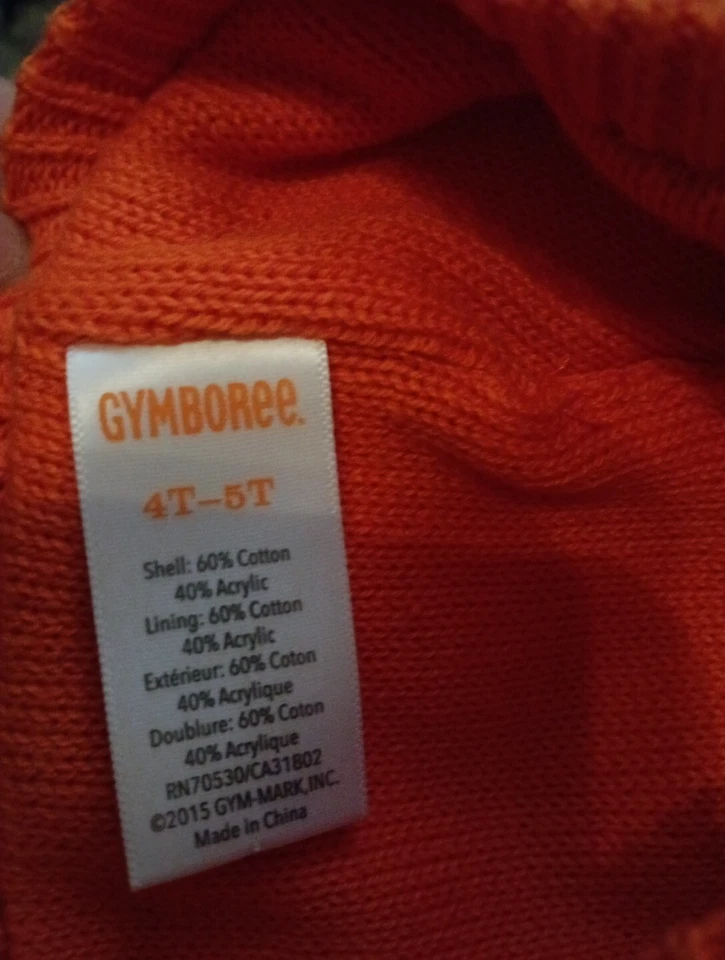 GYMBOREE SPOOKY  ORANGE JACK-O-LANTERN Pumpkin BEANIE Hat Halloween 4t-5t - Image 2 of 2