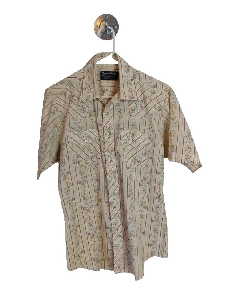 Camisas Informales Vintage marrón de Poli Algodón Para Hombres